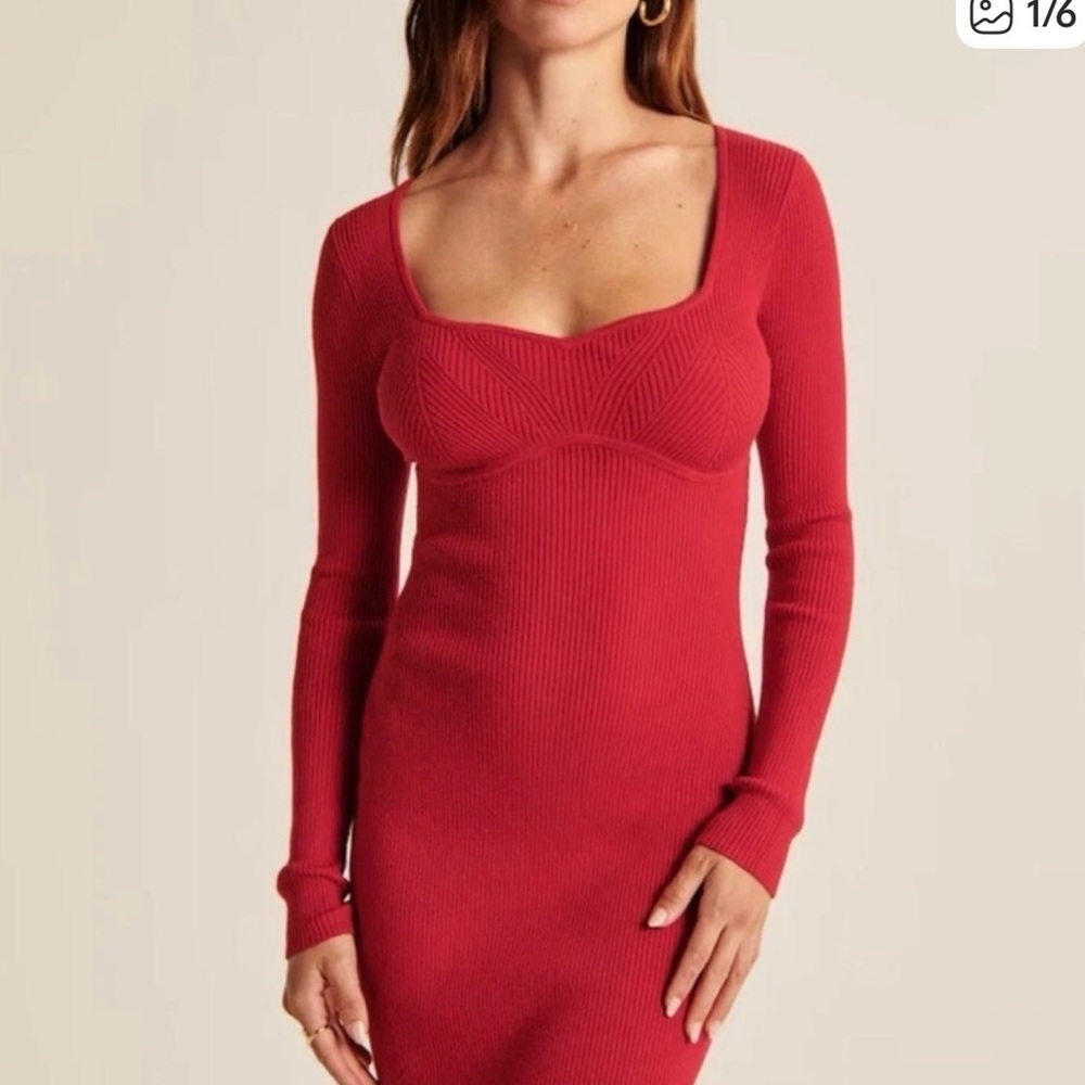 Abercrombie & Fitch Red Long Sleeve Dress new with tags. Medium Tall